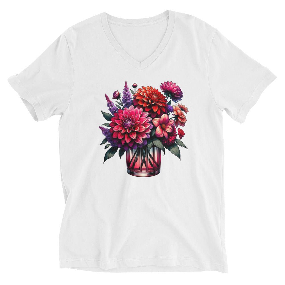 Blossom Elegance Unisex Short Sleeve V - Neck T-Shirt - CueroThreads LLC