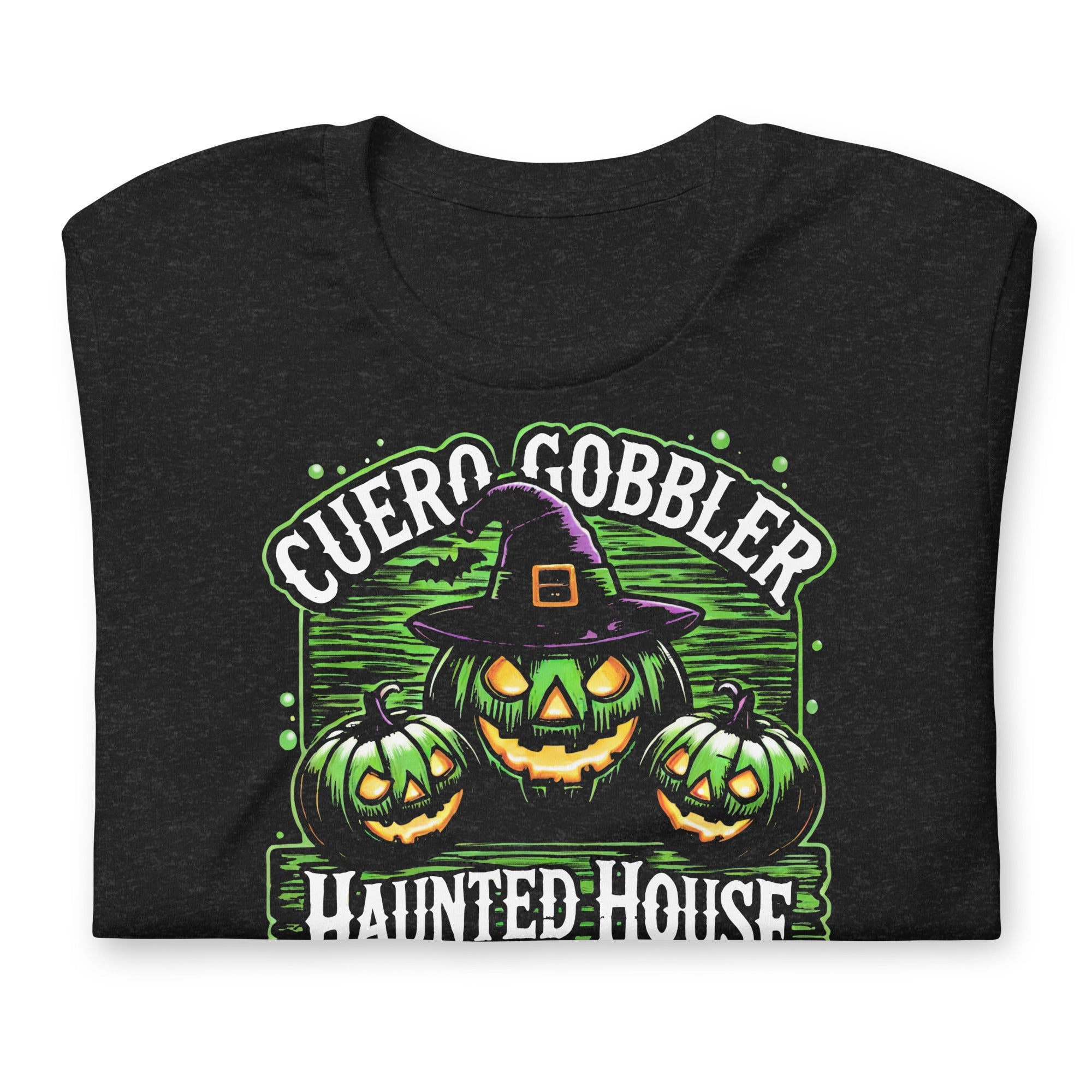 Cuero Gobbler Haunted House Unisex Bella Canvas t-shirt - CueroThreads LLC