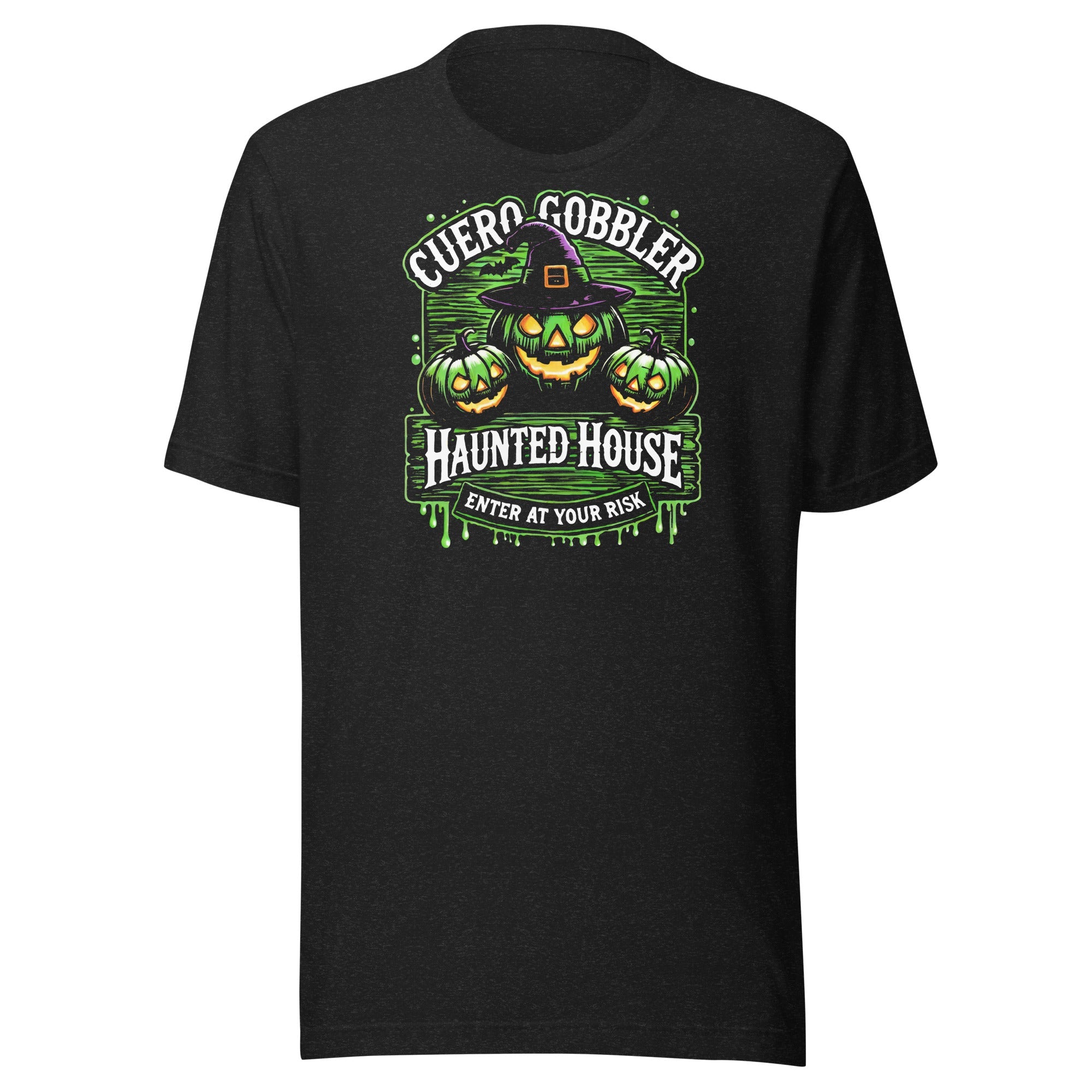 Cuero Gobbler Haunted House Unisex Bella Canvas t-shirt - CueroThreads LLC