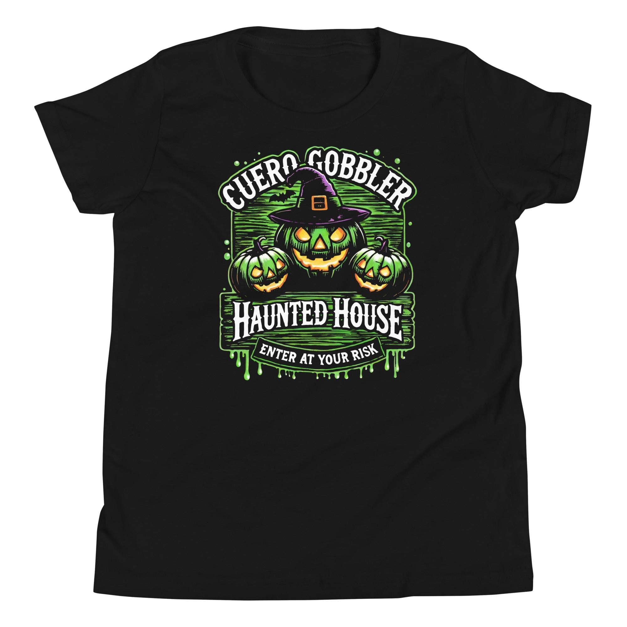 Cuero Gobbler Haunted House Youth Short Sleeve T-Shirt - CueroThreads LLC