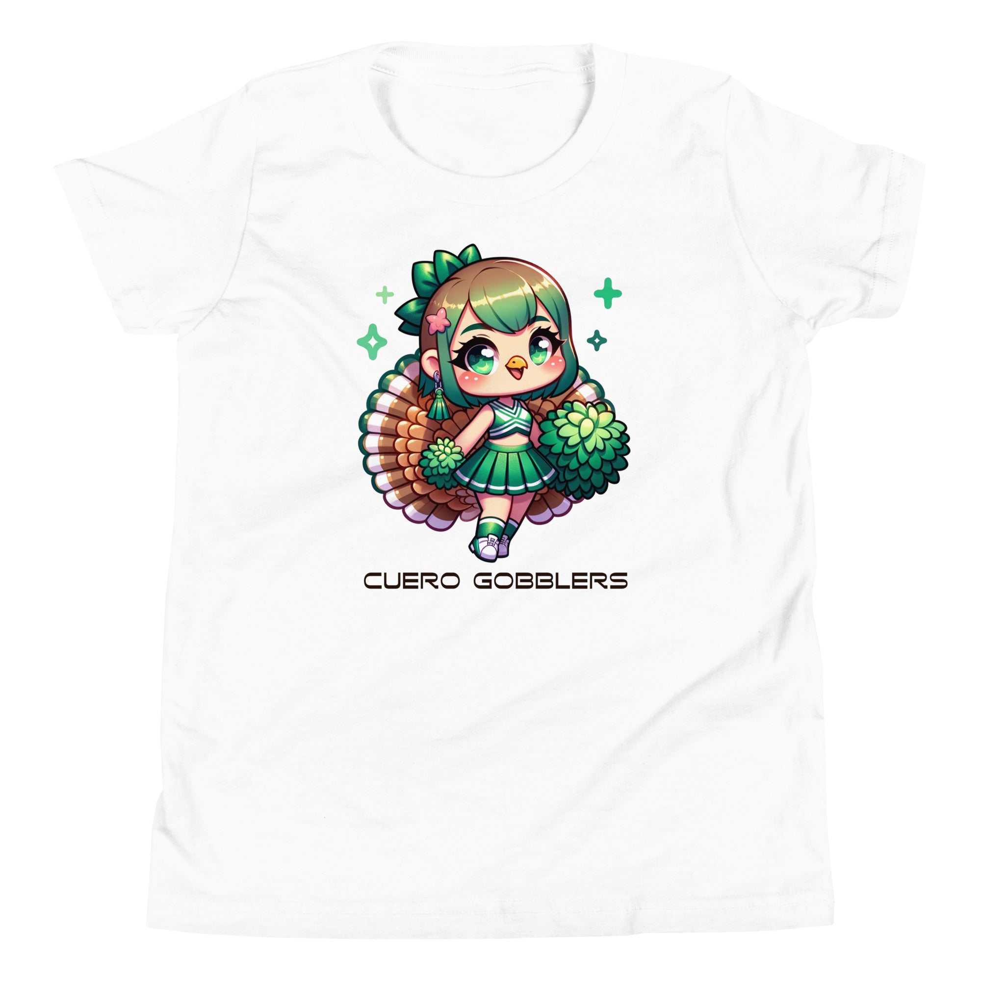 Cuero Gobblers Cheerleader design #24Youth Short Sleeve T-Shirt - CueroThreads LLC