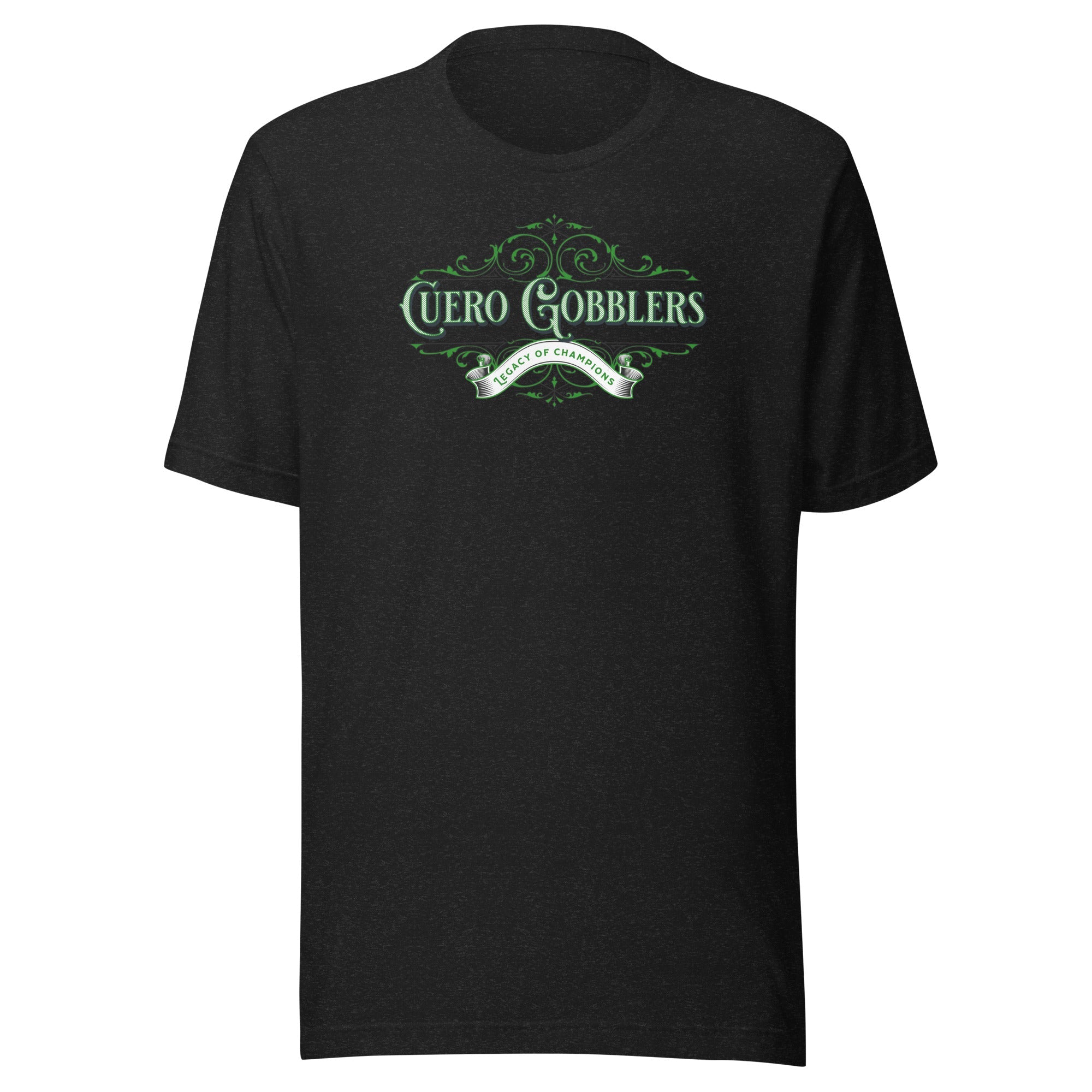 Filigree Vintage Cuero Gobbler Script "Legacy of Champions" Bella Canvas T-Shirt - CueroThreads LLC