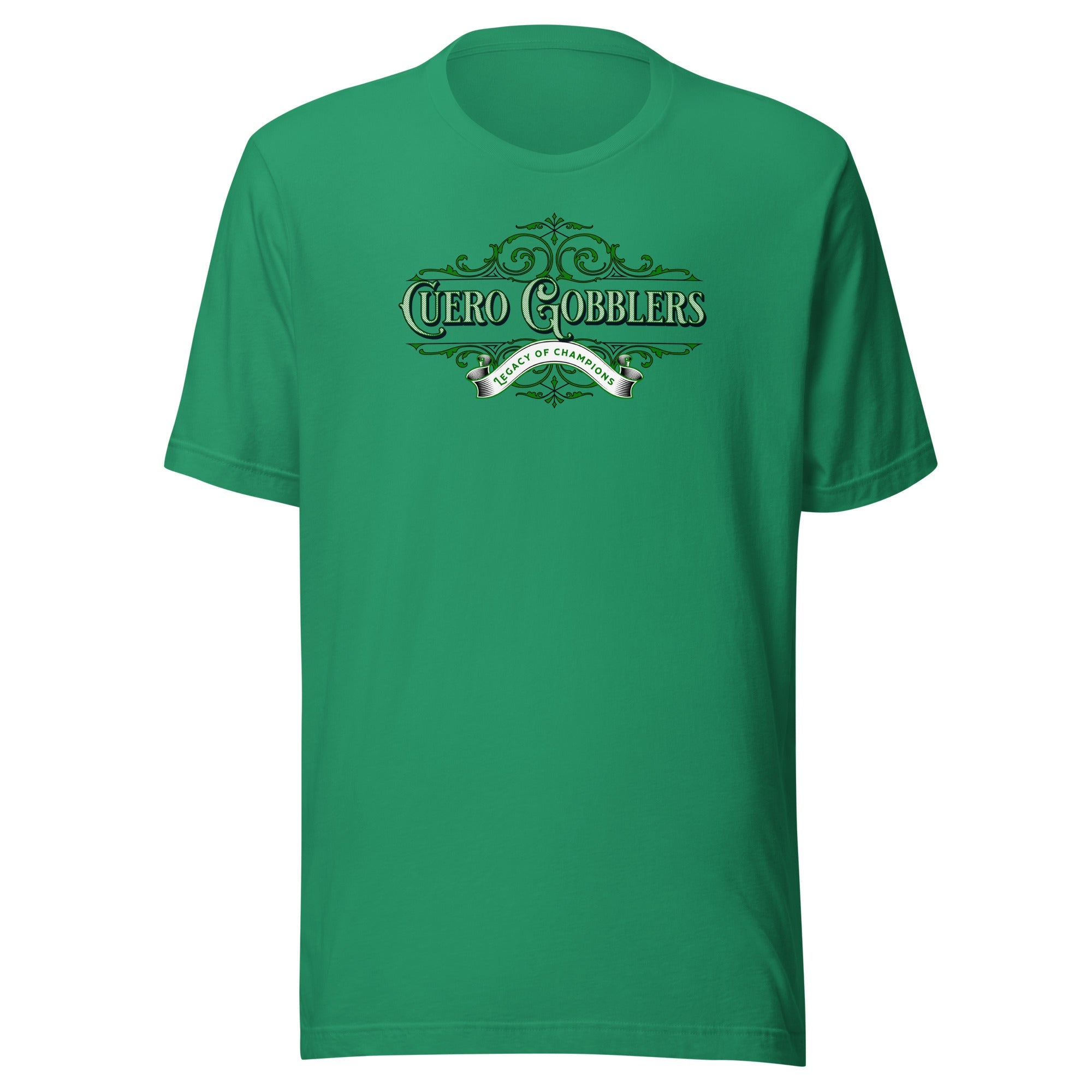 Filigree Vintage Cuero Gobbler Script "Legacy of Champions" Bella Canvas T-Shirt - CueroThreads LLC