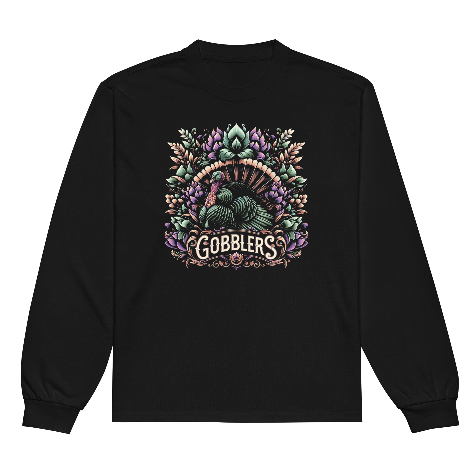 Gobbler Flower Bouquet Premium heavyweight long sleeve shirt - CueroThreads LLC