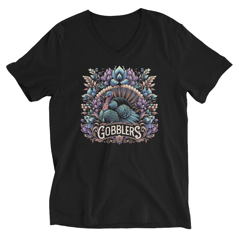 Gobbler Flower Bouquet Short Sleeve Bella Canvas V - Neck T-Shirt - CueroThreads LLC