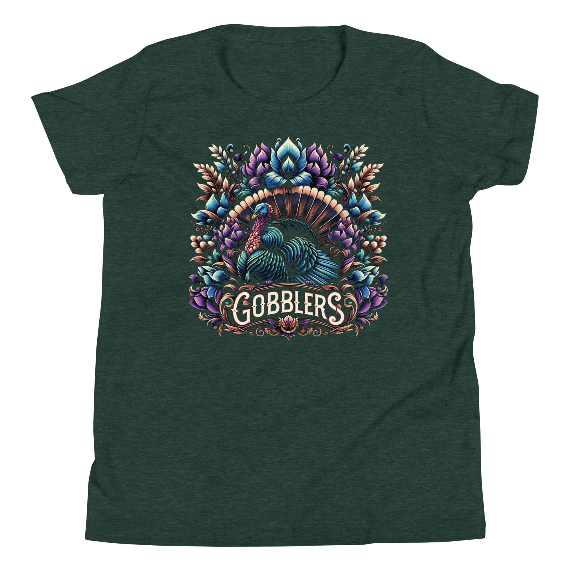 Gobbler Flower Bouquet Youth Short Sleeve Bella Canvas T-Shirt - CueroThreads LLC