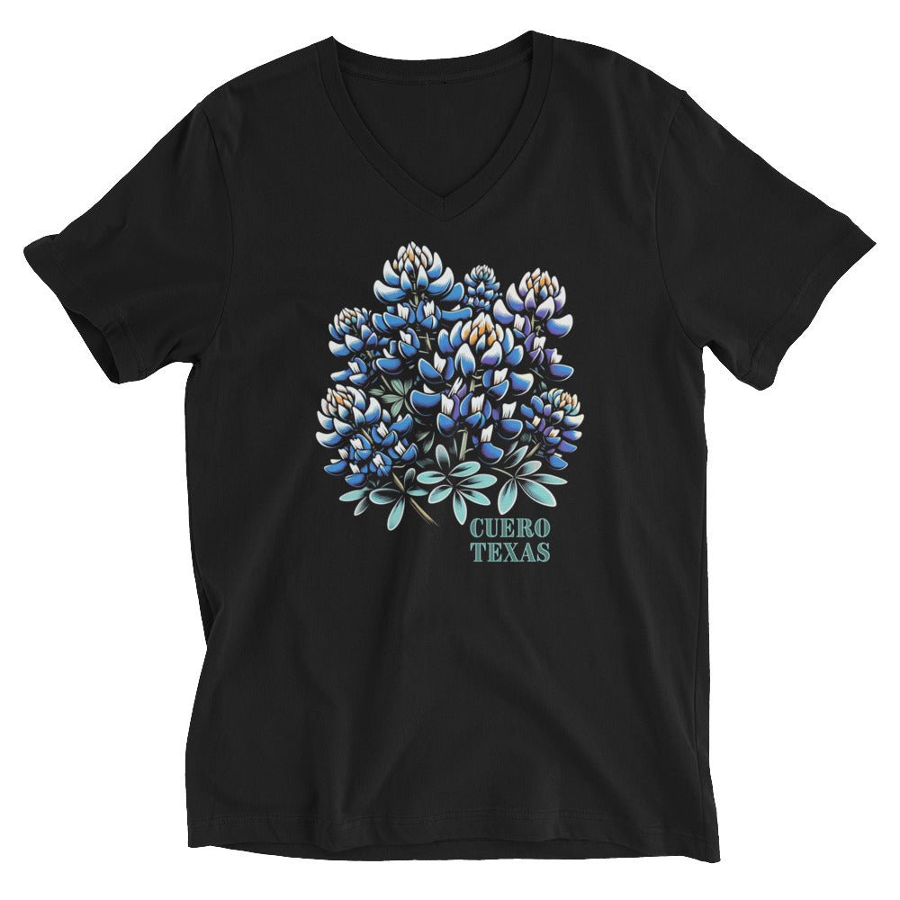 Texas Bluebonnet Unisex Short Sleeve V - Neck T-Shirt - CueroThreads LLC